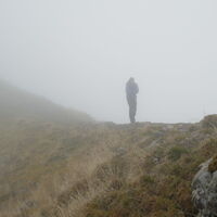 der Abstieg erfolgt dann wieder im Nebel