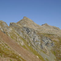 wieder runter vom Gipfel und zum Stollen - Blick zu den Vetternspitzen