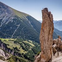 Eppzirler Scharte mit Blick zum Solsteinhaus - Karwendel Hoehenweg Etappe 2