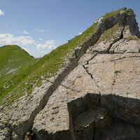 kurz vor der Kohlbergspitze; ein Felsabbruch in naher Zeit ist wohl nicht unwahrscheinlich...