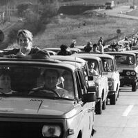 Stau am Grenzübergang Wartha am 10.11.1989
