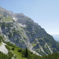 beim Abstieg zum Wasserfall sehen wir bereits unseren Aufstiegsweg zum Treffauer