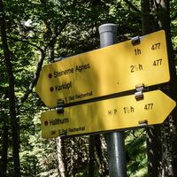 Wegweiser am Rotofensattel