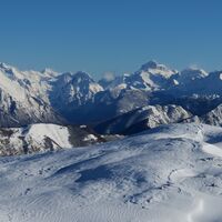 Bavški Grintavec und Triglav, die markantesten Gipfel über Trenta.