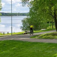 Aussichten des Uferwegs des Pielisjoki-Flusses bei den Utransaari-Inseln