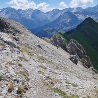 Wegverlauf am Grat entlang Richtung Lagjoch