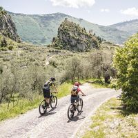 Weg nach Lagel mit der Burg im Hintergrund