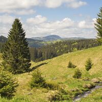 Blick über die Höhenzüge der Bergwelt Todtnau zum Belchen