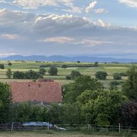 Blick zum Pfälzerwald - Aussichtsplattform Storchenwanderweg