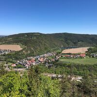 Lohmturm - Panorama ins Saaletal mit Kaulsdorf, Eichicht und Talsperre Eichicht