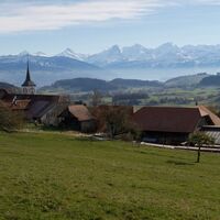 Aussicht auf Berner Alpen - Alpenpanoramaweg Etappe 18