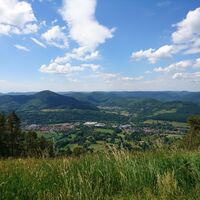 Ausblick vom Paragliding-Absprungplatz auf dem Hohenberg