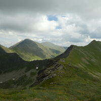 Alles nochmal im Überblick - ganz hinten der Greim, dann die Rettlkirchspitze, Hochstubofen, Verbindungsgrat, Aarfeldspitze, Narrenspitze