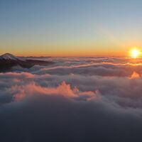Sonnenuntergang über der Baška-Tal, links der Porezen