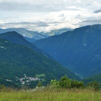 Blick auf den Matajur, unten Čarni Varh /Montefosca