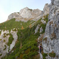teilweise führt der Steig links unterhalb von Felsen