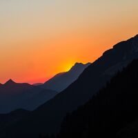 Sonnenuntergang am Stripsenjochhaus