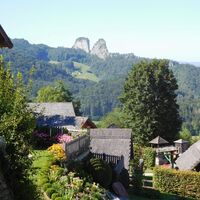 Aussicht auf das Keltendorf und die Barmsteine