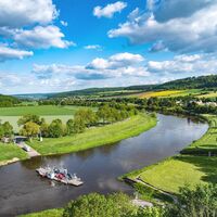Qualitätstour Durch das Habichtstal (Po 2) - Blick auf die Weserfähre Polle