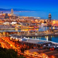 Hafen in Barcelona Abends in Spanien