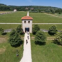 Fahrradfahrer im Europäischen Kulturpark Bliesbruck-Reinheim