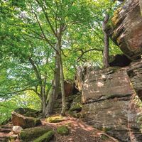massive Felsformation am Heidenfels