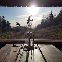 geschmückte Finnhütte am Rennsteig