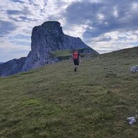 Blick zum letzten Anstieg der Schaufelwand (Schlüsselstelle)