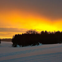 Abendstimmung am Start- und Endpunkt der Loipe