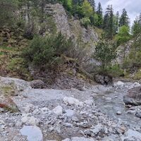 Gleiche Stelle Blick Richtung Norden Bachabwärts. Wer will kann ab hier auch ein Stück am Bach hinunter laufen und dann links am Hang einen Trampelpfad folgen der dann ebenfalls nach Westen hin das Prügeltal verlässt (Variante).