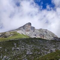 Blick zum Eselstein, dessen Gipfel sich noch versteckt