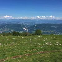 Panorama über das Val de Fier und die Alpen