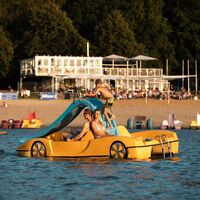 Mit dem Tretboot auf dem Stausee Bautzen