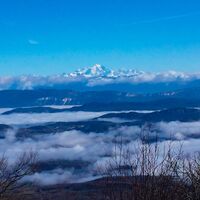 Blick auf den Mont Blanc von dem Kreuz von Innimond aus
