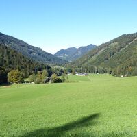 Der Blick von Kühleiten Richtung Faistenau.