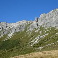 Blick zum Brotrinnlaufstieg nach der Einkehr in der Oberhütte