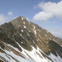 Rückblick zum Gipfel des Geierkogel