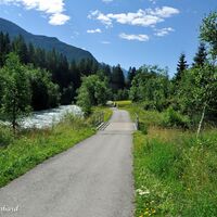 Mit leichtem Tritt geht es neben einem Blumenmeer weiter.