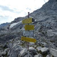 Wegweiser im Fleischbanksattel