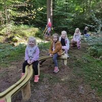 Kinder auf der Waldkugelbahn