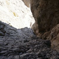 nach dem steilen Wandl ein Rückblick bis zum Kamin hinab