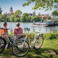 Neckartal-Radweg Ladenburg Fähre Blick EdingenNeckarhausen