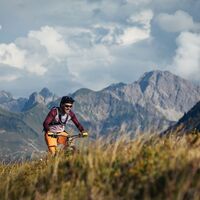 Mountainbiker in Damüls mit Zitterklapfen