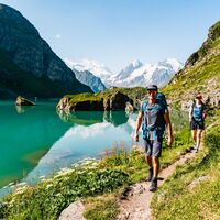 Wanderer auf dem Sentier des Chamois
