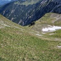 Nochmal Blick von oben kurz vor der Scharte auf die Aufstiegsvariante.