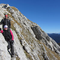 Bergtour - Hochplatte - Kletterpassage am Gipfelgrat