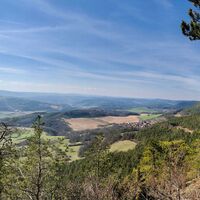 Blick vom Kammweg Richtung Rinnetal und Thüringer Wald