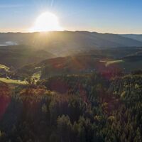 Panoramablick ins Zweitälerland Richtung Rohhardsberg aus der Luft über dem Bildstein, Freiamt, Oberspitzenbach