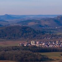 Blick auf das Hegauer Kegelspiel von der Chroobachhütte