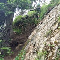 letzter kurzer Anstieg zum Gamskögerl mittels Stahlseil